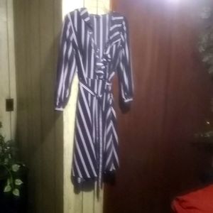 Red,blue and white wrap around dress